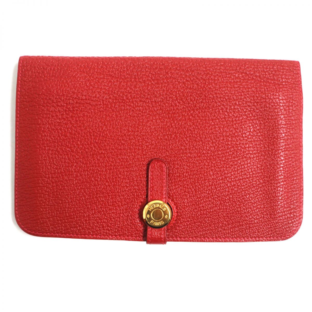 HERMES Long Wallet Purse Main: Chevre Mysole Red mens