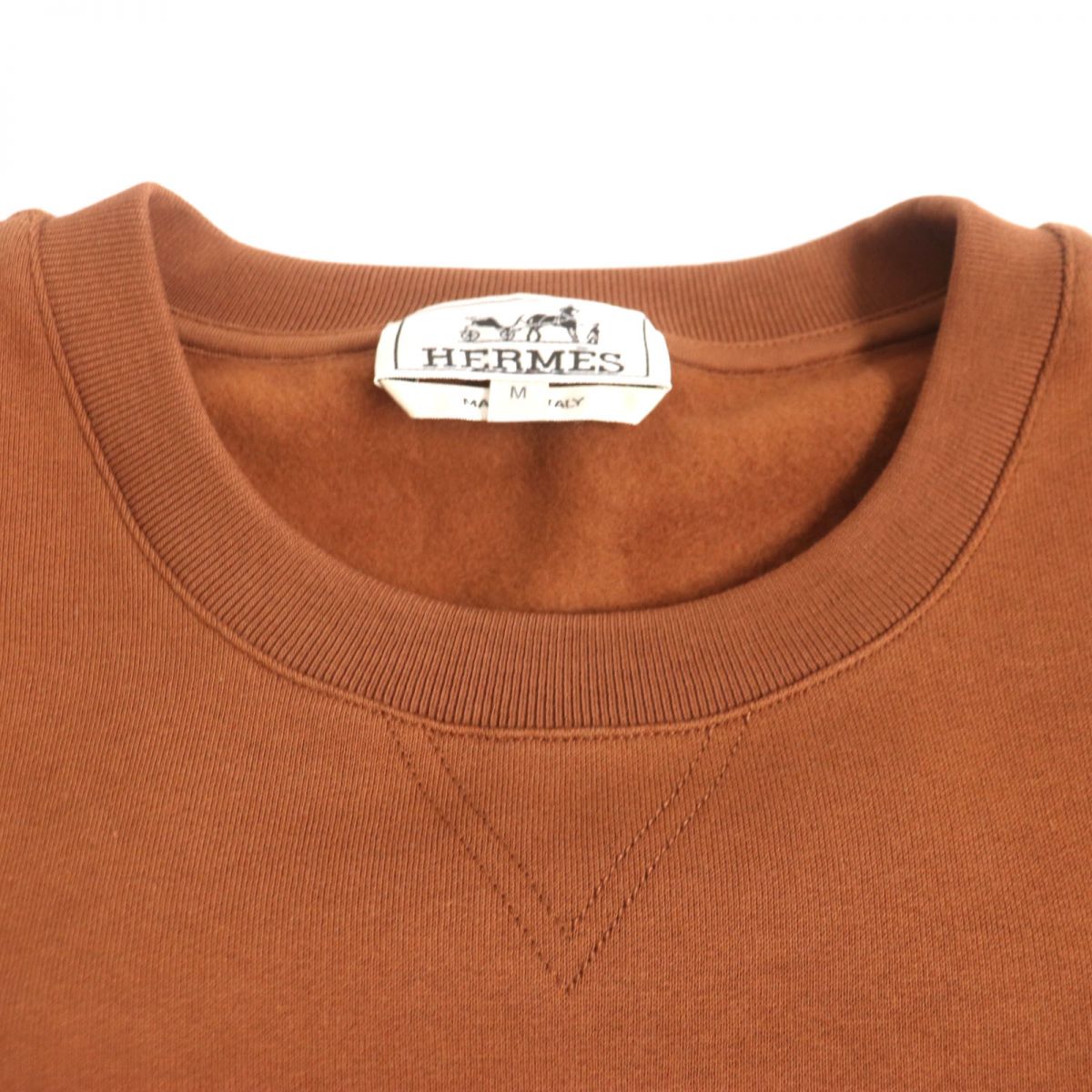 HERMES sweat Main: 100% cotton, part: lamb leather, part: 90% cotton, part: 10% polyurethane Brown mens M