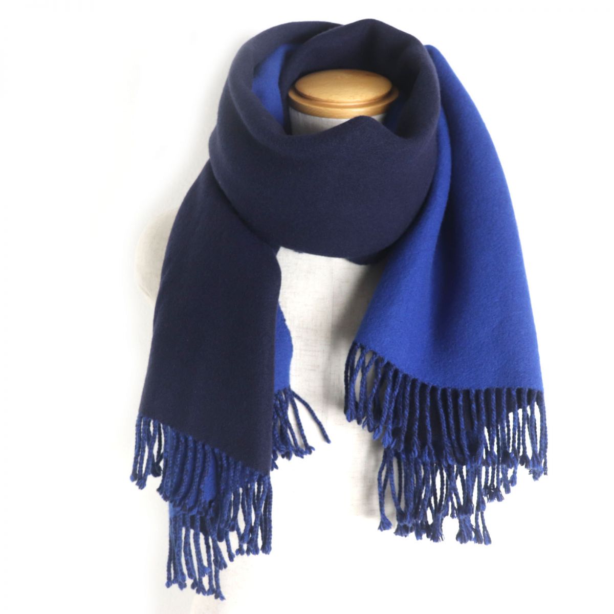 HERMES Scarf Main: 100% cashmere Blue x navy Women