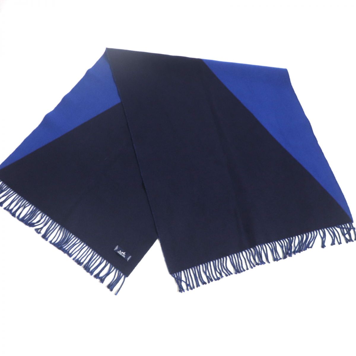 HERMES Scarf Main: 100% cashmere Blue x navy Women