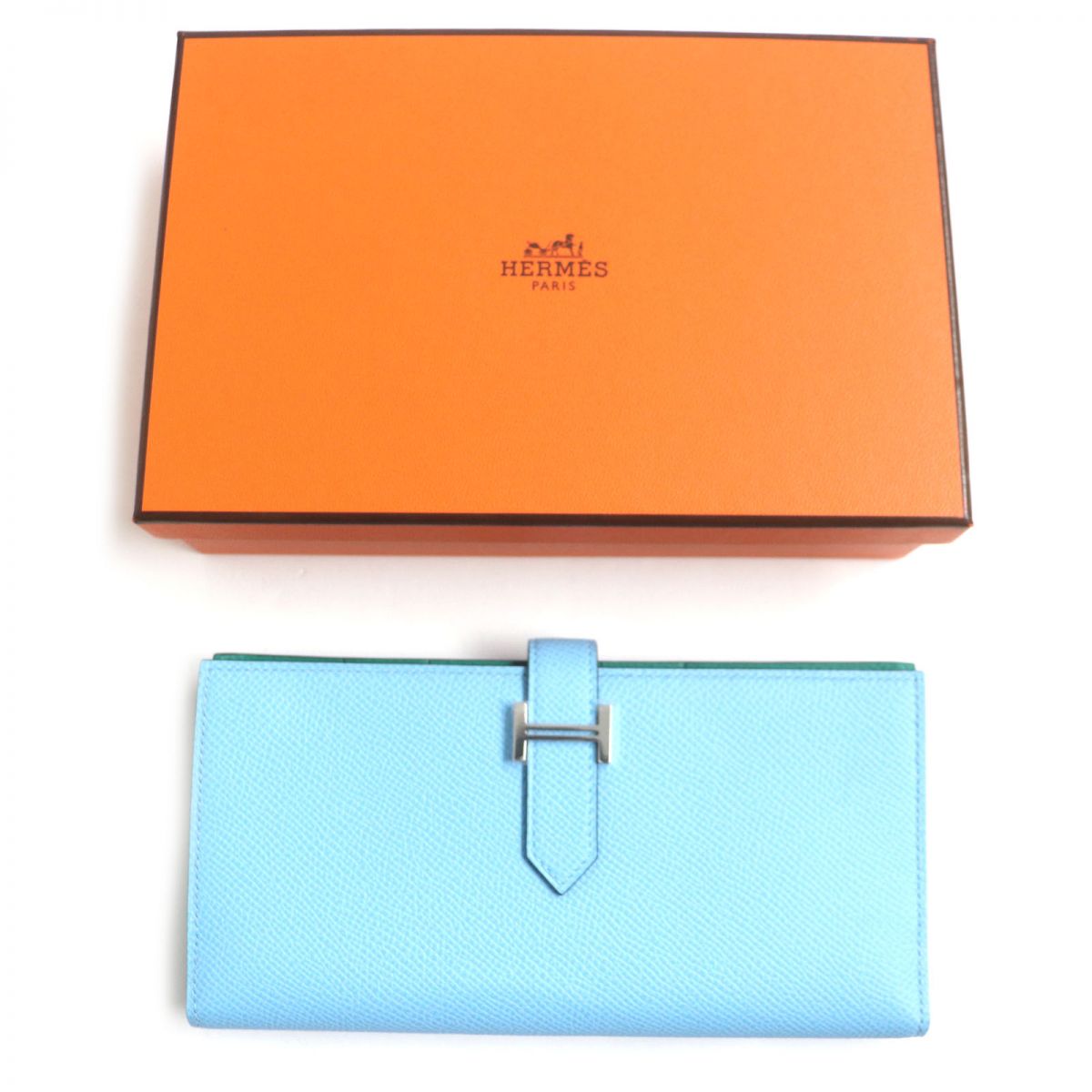 HERMES Long Wallet Purse Main�FEpsom blue mens