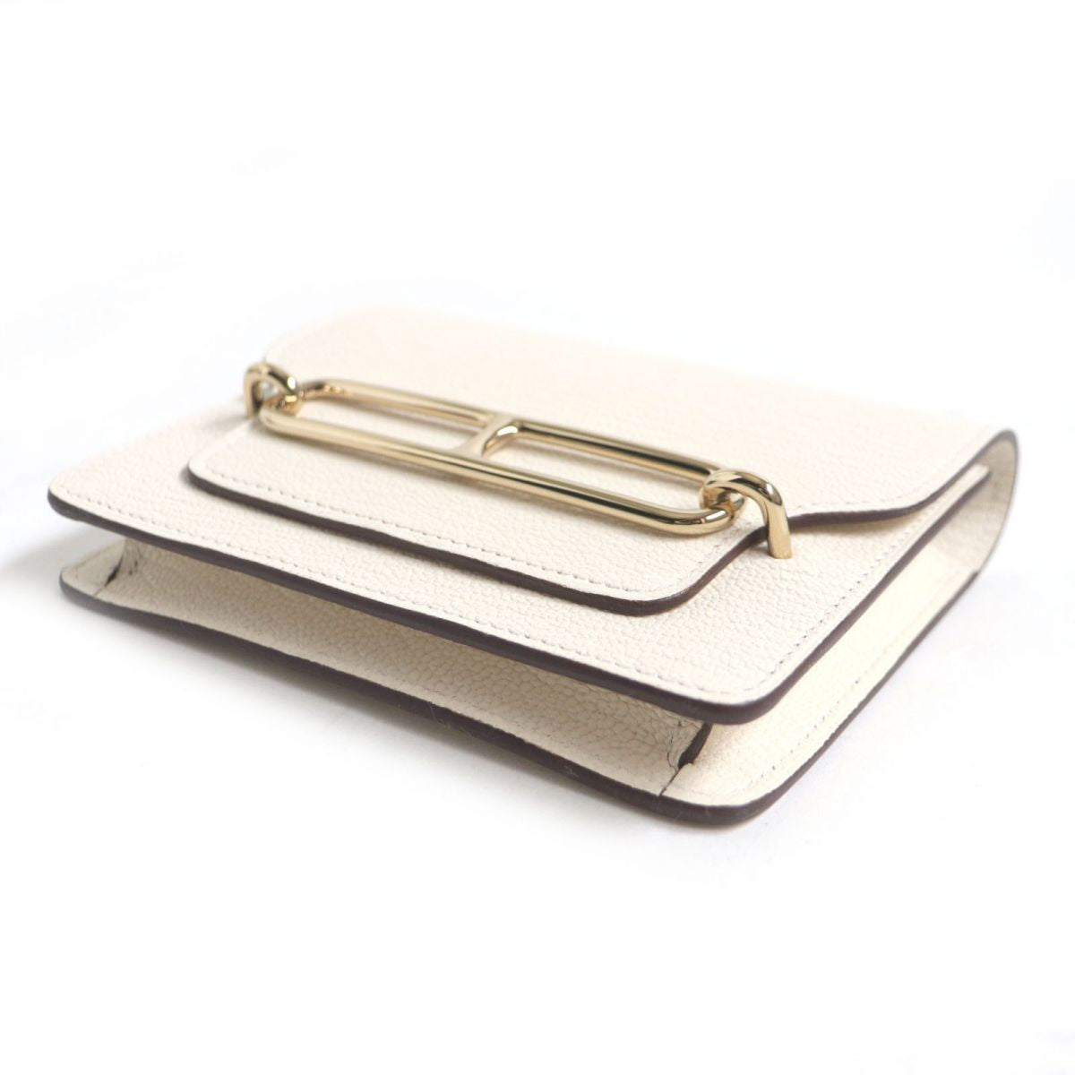 HERMES Bifold Wallet Main: Chevre Mysole Nata x Metal: Gold mens