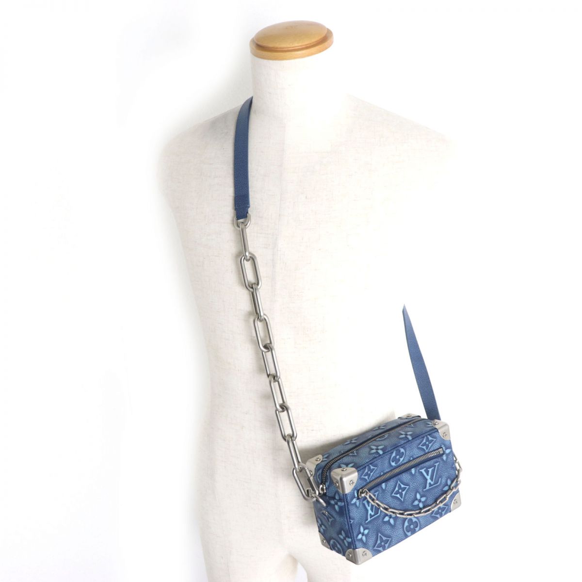 LOUIS VUITTON Shoulder Bag M21368 Monogram leather blue Monogram Mini Soft Trunk