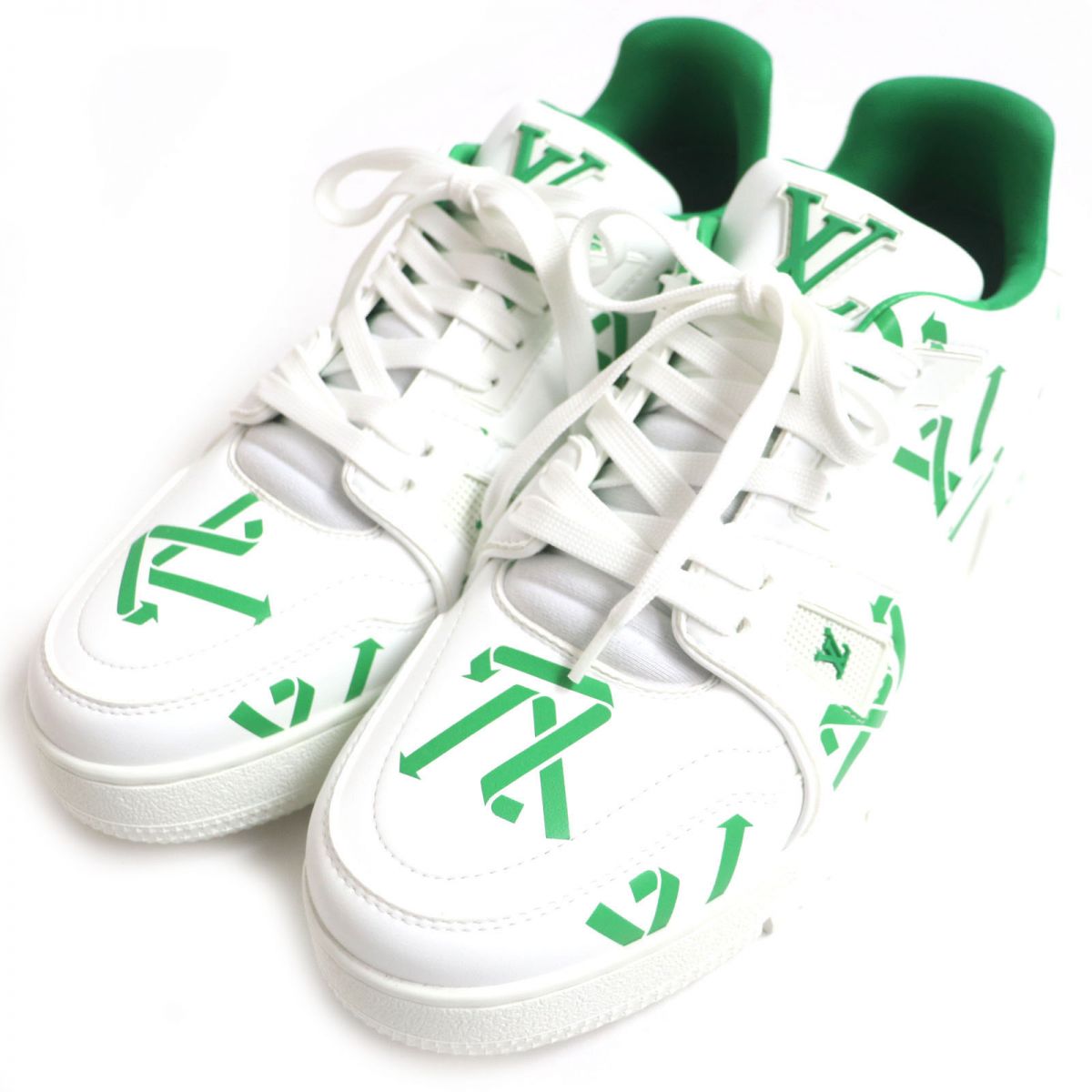 LOUIS VUITTON sneakers Main: Leather White x green mens 8.5