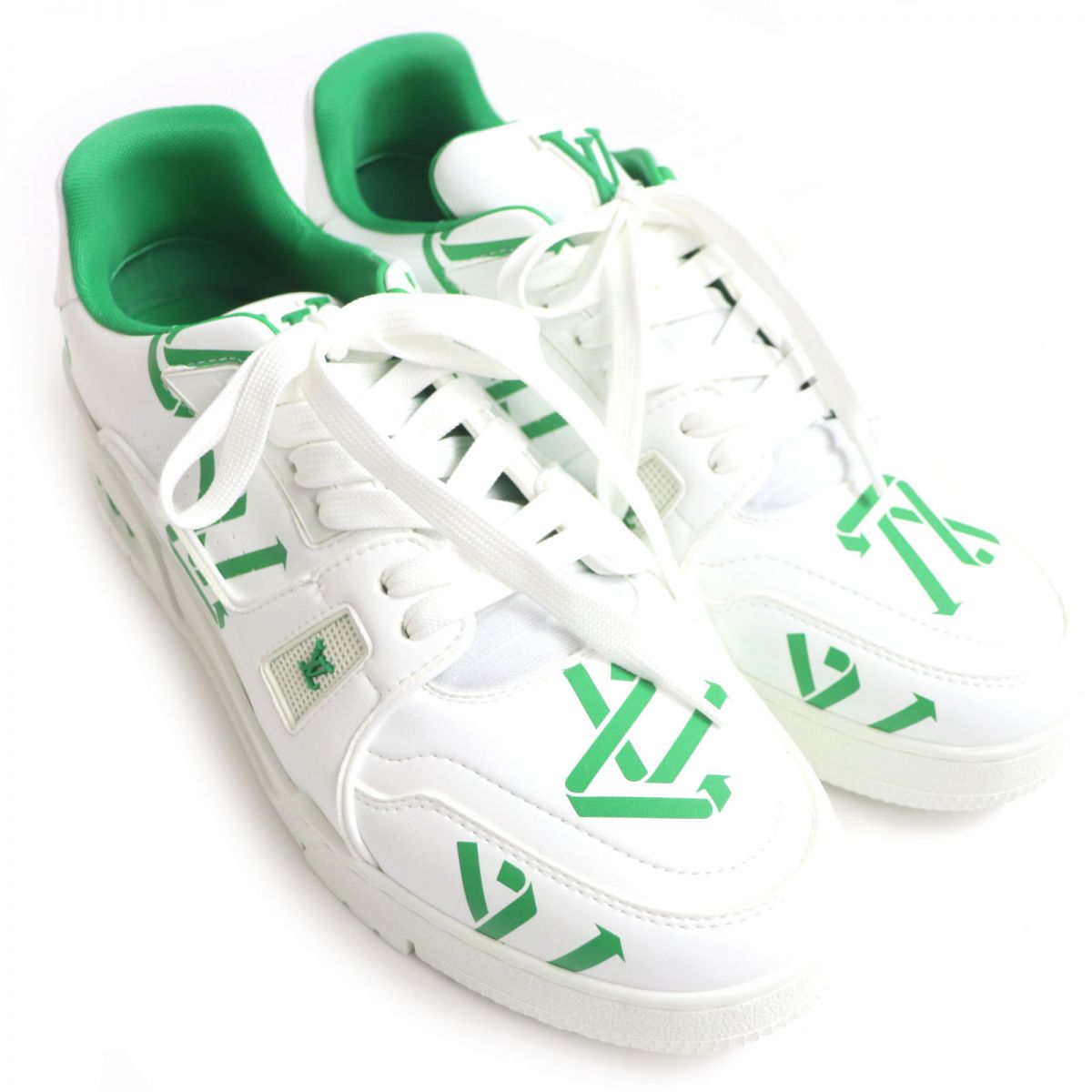 LOUIS VUITTON sneakers Main: Leather White x green mens 8.5