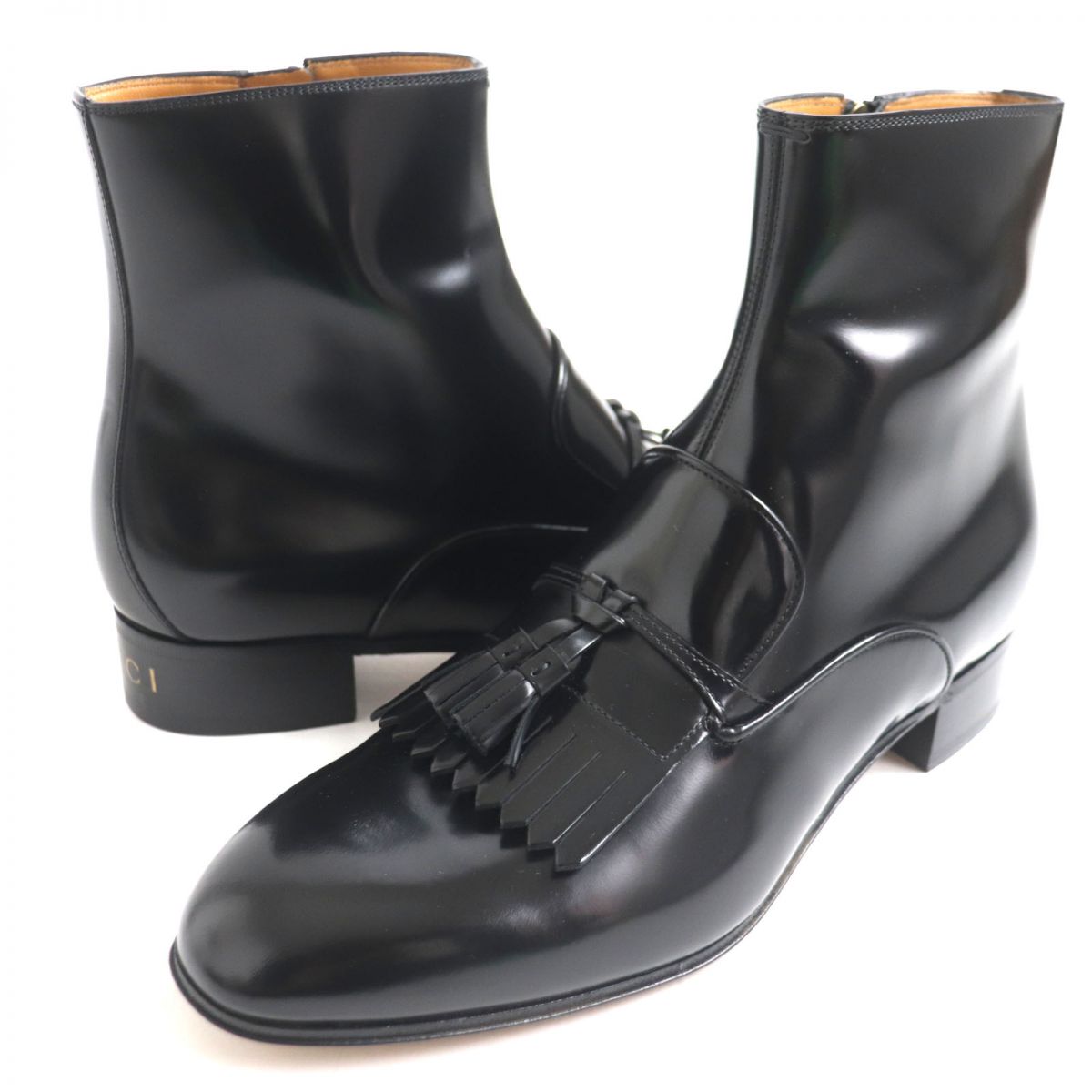 GUCCI boots Patent leather black mens 9 1/2