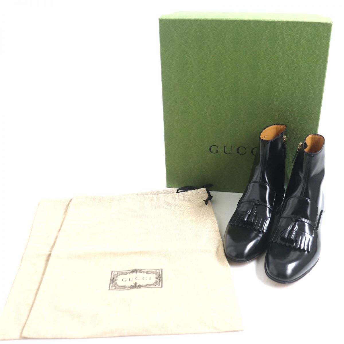 GUCCI boots Patent leather black mens 9 1/2