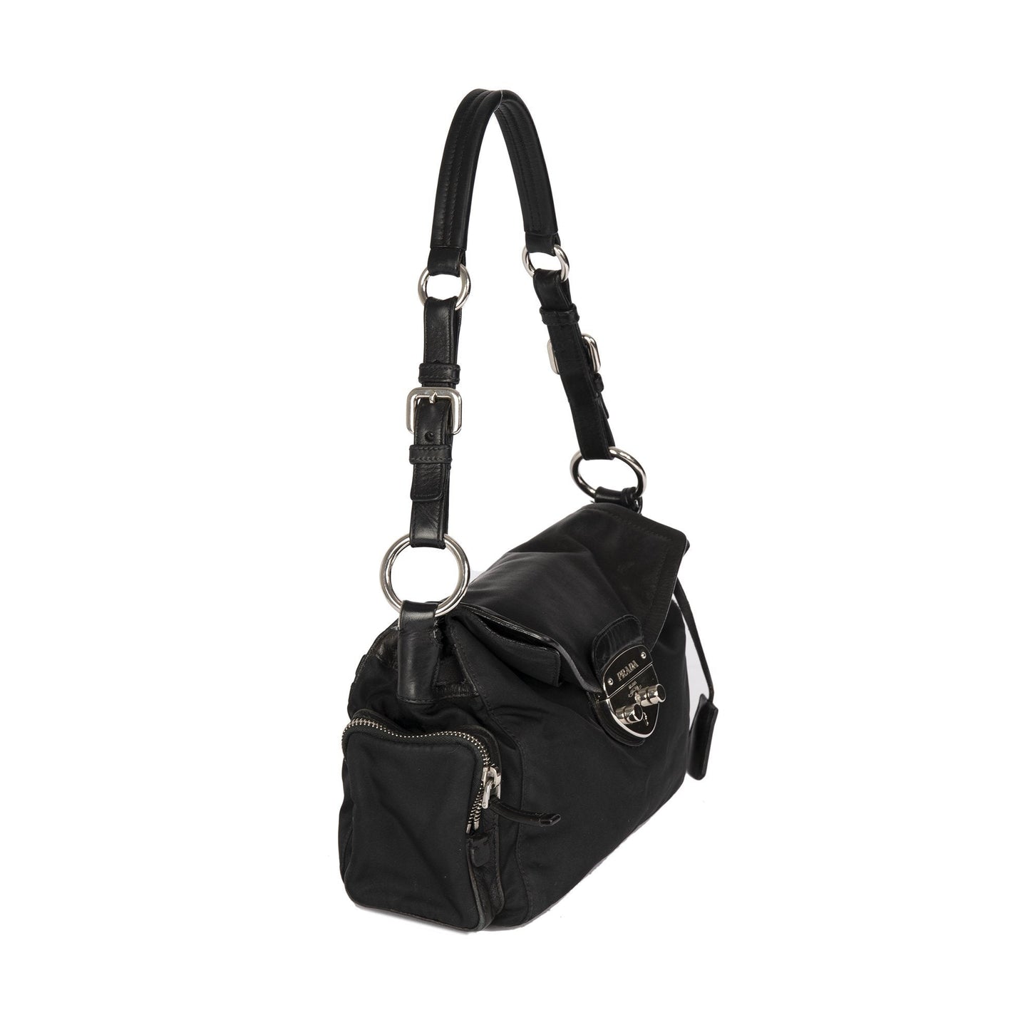 Prada Easy Tessuto Leather-Trimmed Bag