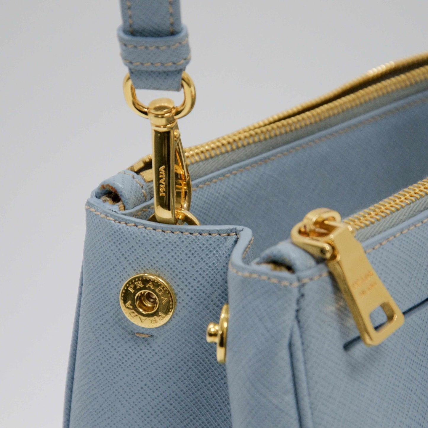 Prada Small Saffiano Lux Double Zip Tote