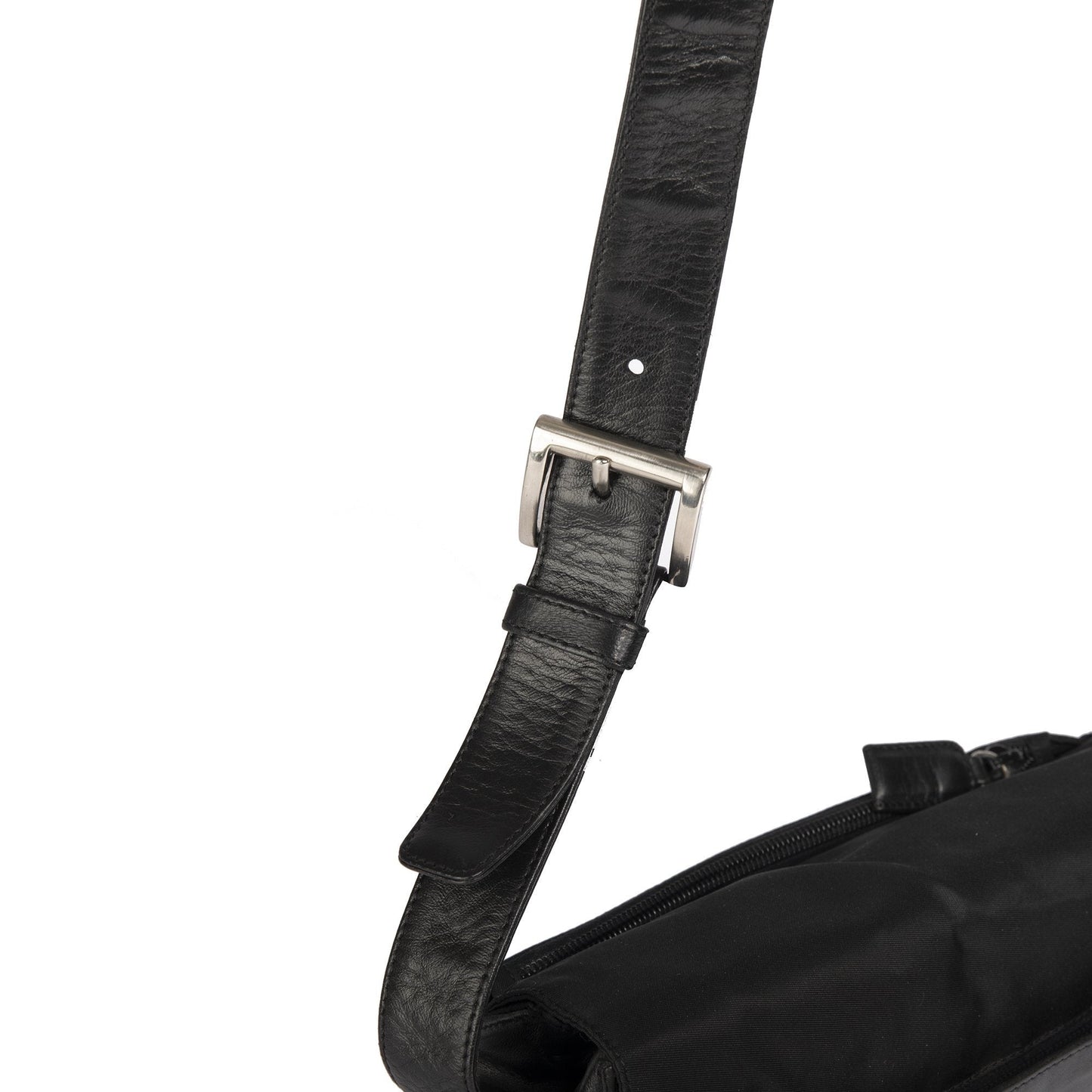Prada  Vintage Leather-Trimmed Tessuto Nylon Messenger Bag