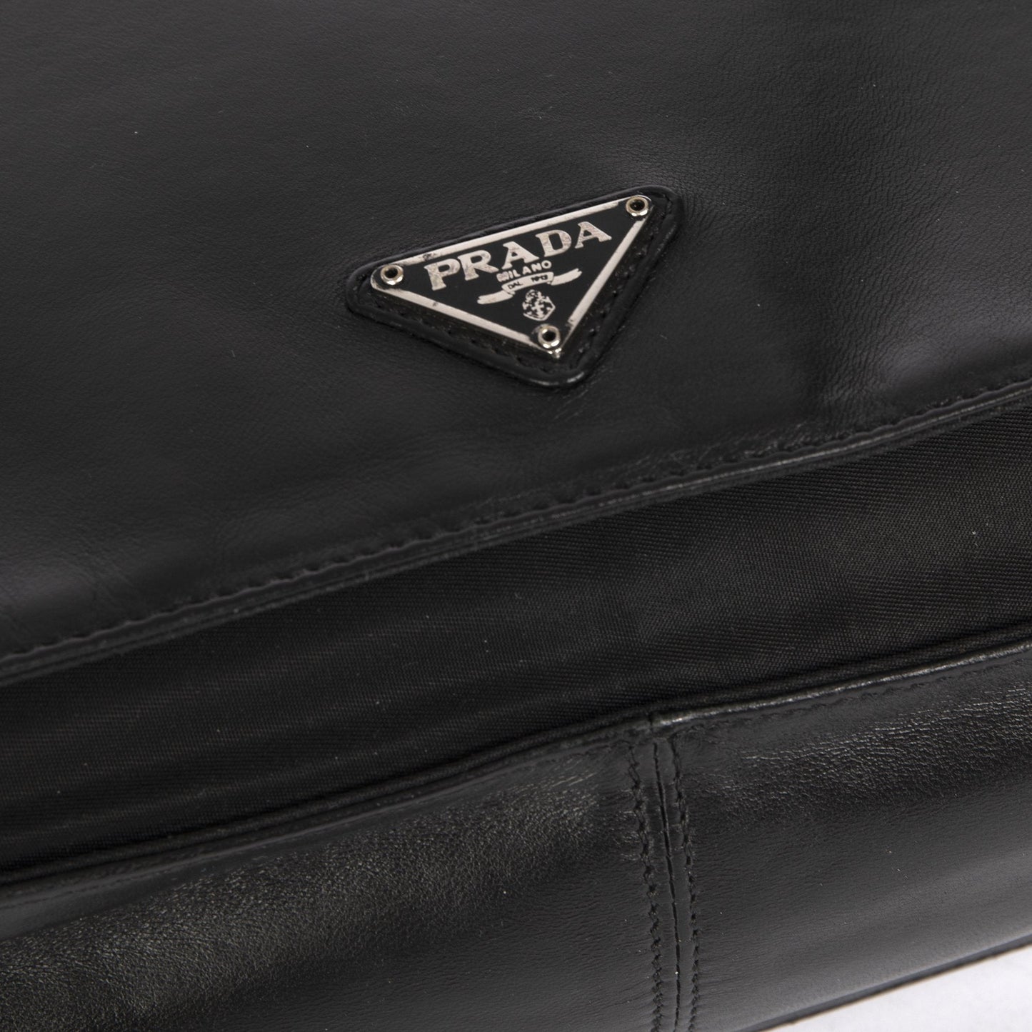 Prada  Vintage Leather-Trimmed Tessuto Nylon Messenger Bag