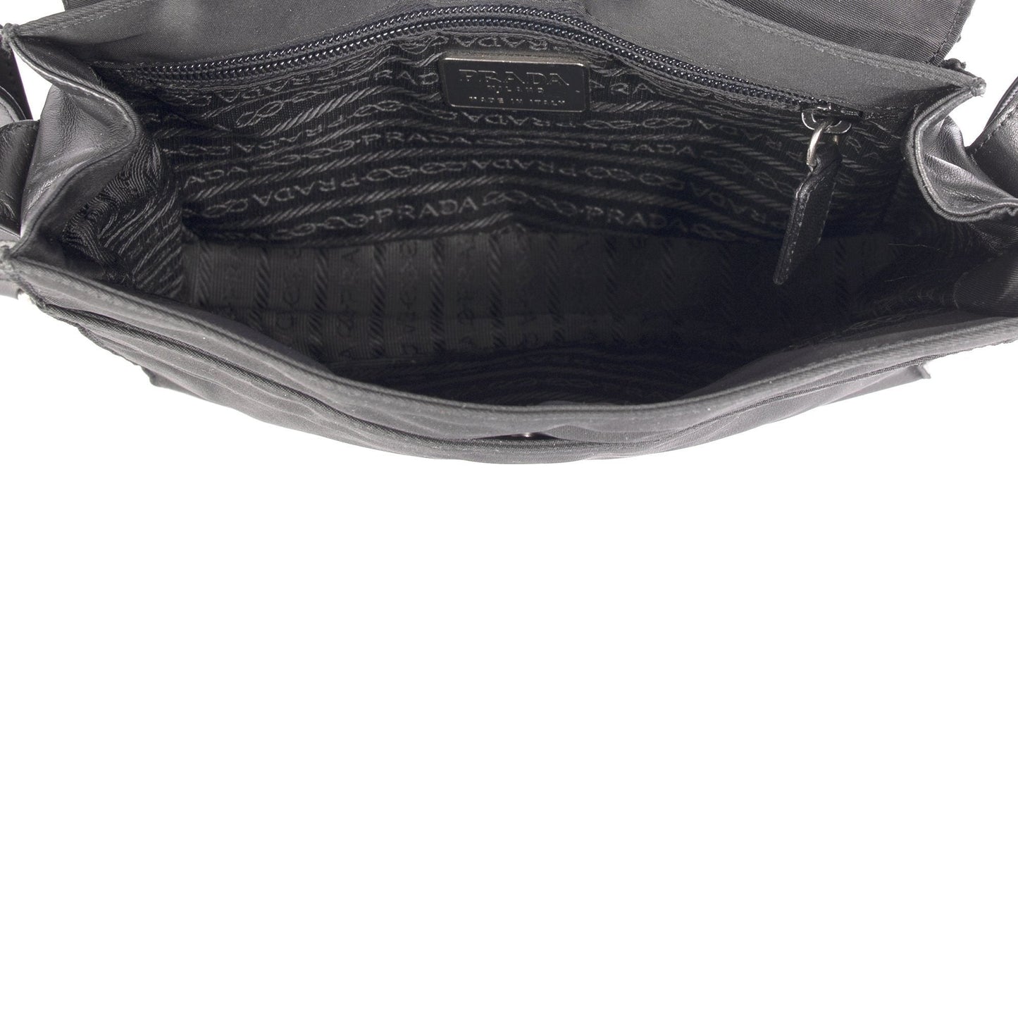 Prada  Vintage Leather-Trimmed Tessuto Nylon Messenger Bag