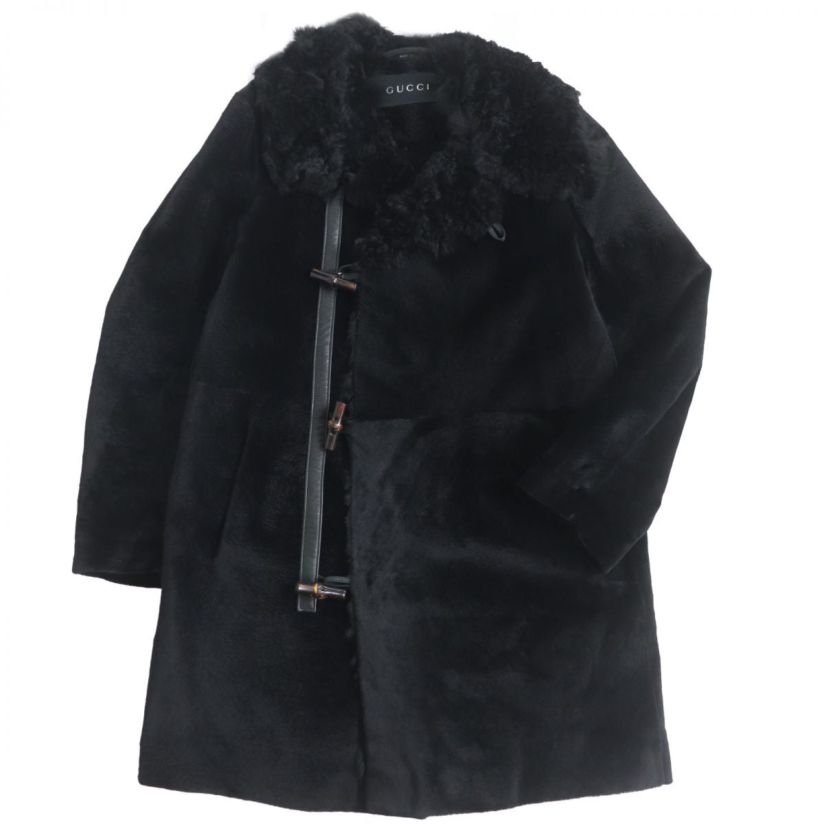GUCCI Duffel coat Outer: Kangaroo, Part: Cowhide, Lining: 100% Alpaca, Sleeve Lining: 58% Rayon, Sleeve Lining: 42% Silk black mens 46