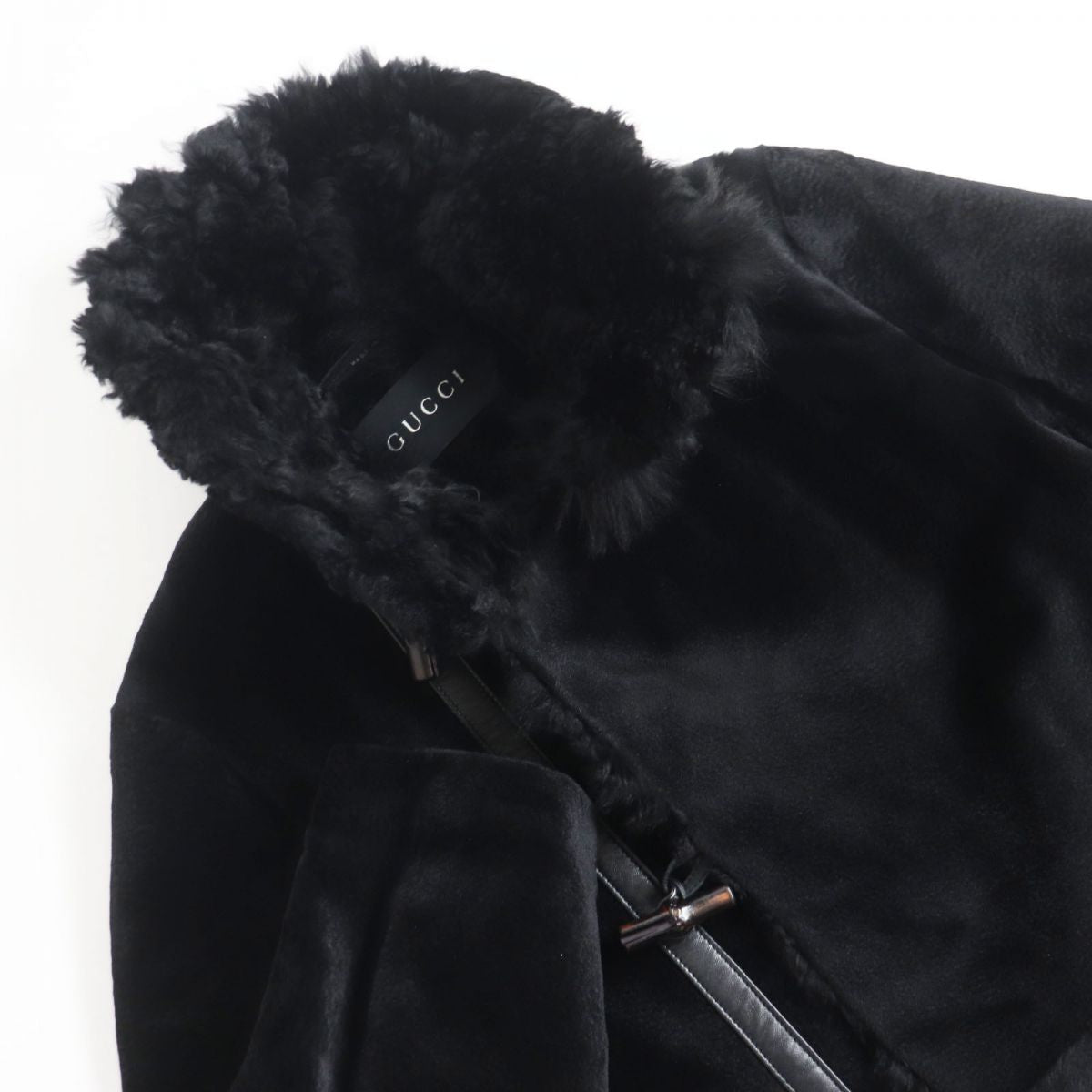 GUCCI Duffel coat Outer: Kangaroo, Part: Cowhide, Lining: 100% Alpaca, Sleeve Lining: 58% Rayon, Sleeve Lining: 42% Silk black mens 46