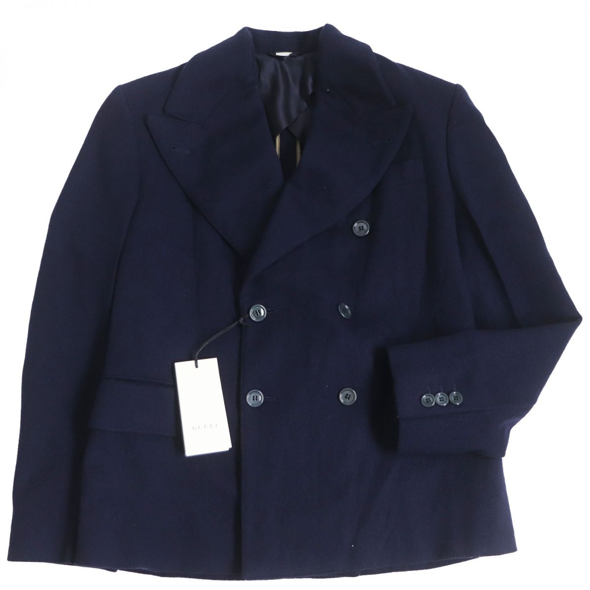 GUCCI tailored jacket Outer: 100% wool, Lining: 100% rayon, Sleeve lining: 100% cupra Navy mens 44