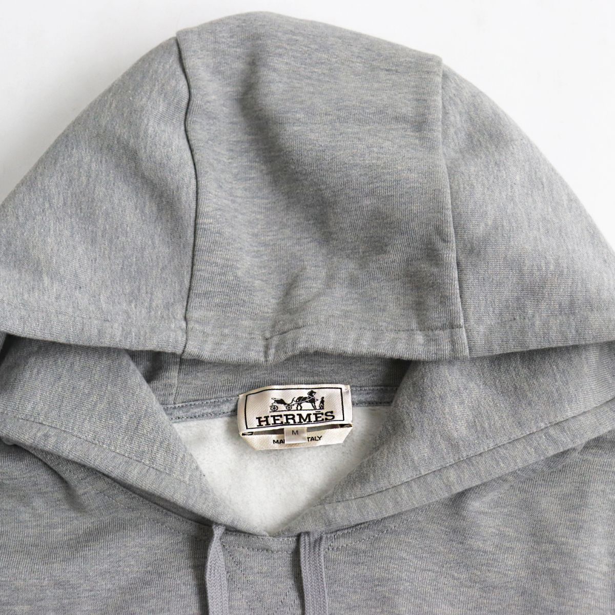 HERMES Hoodie Main: 100% cotton, Leather part: sheepskin, Part: 90% cotton, Part: 10% polyurethane, Part: 100% cotton Gray type mens M