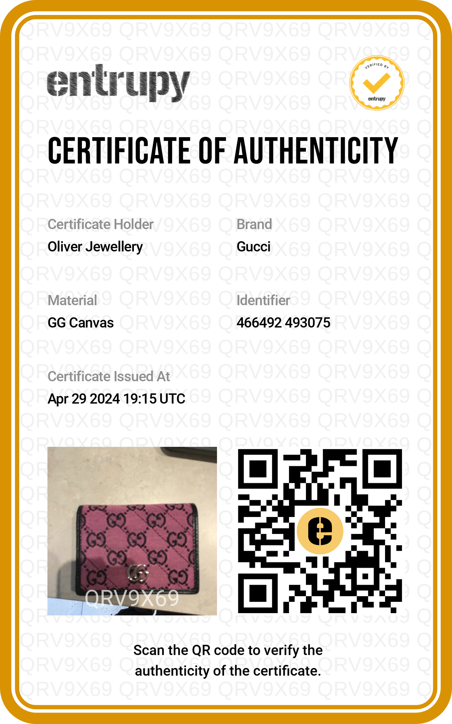Gucci Pink Diagonal Quilted GG Canvas Card Case Wallet