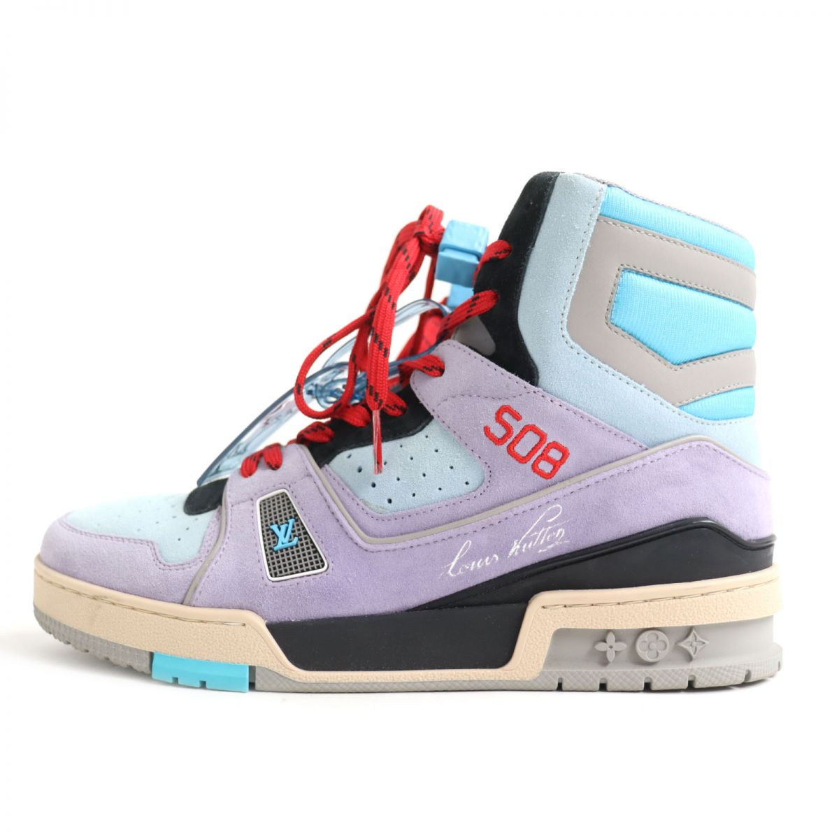 LOUIS VUITTON High cut sneakers Main: Suede leather multicolor mens 6.5