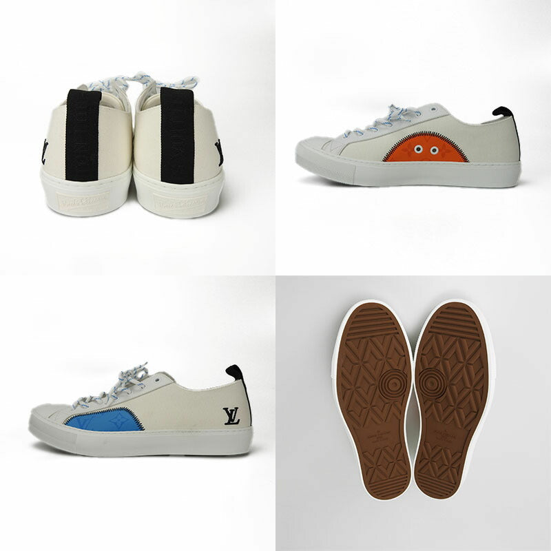 LOUIS VUITTON sneakers Monogram canvas, leather white Tattoo line mens 7 1/2