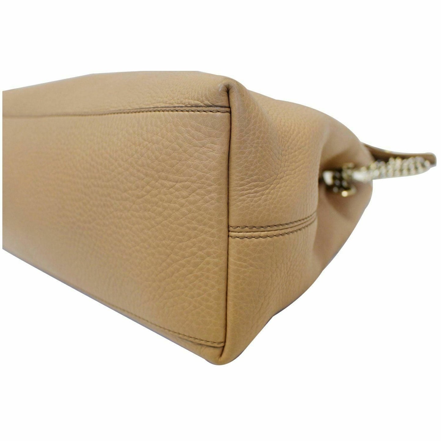 GUCCI Soho Pebbled Leather Chain Shoulder Bag 308982 Beige