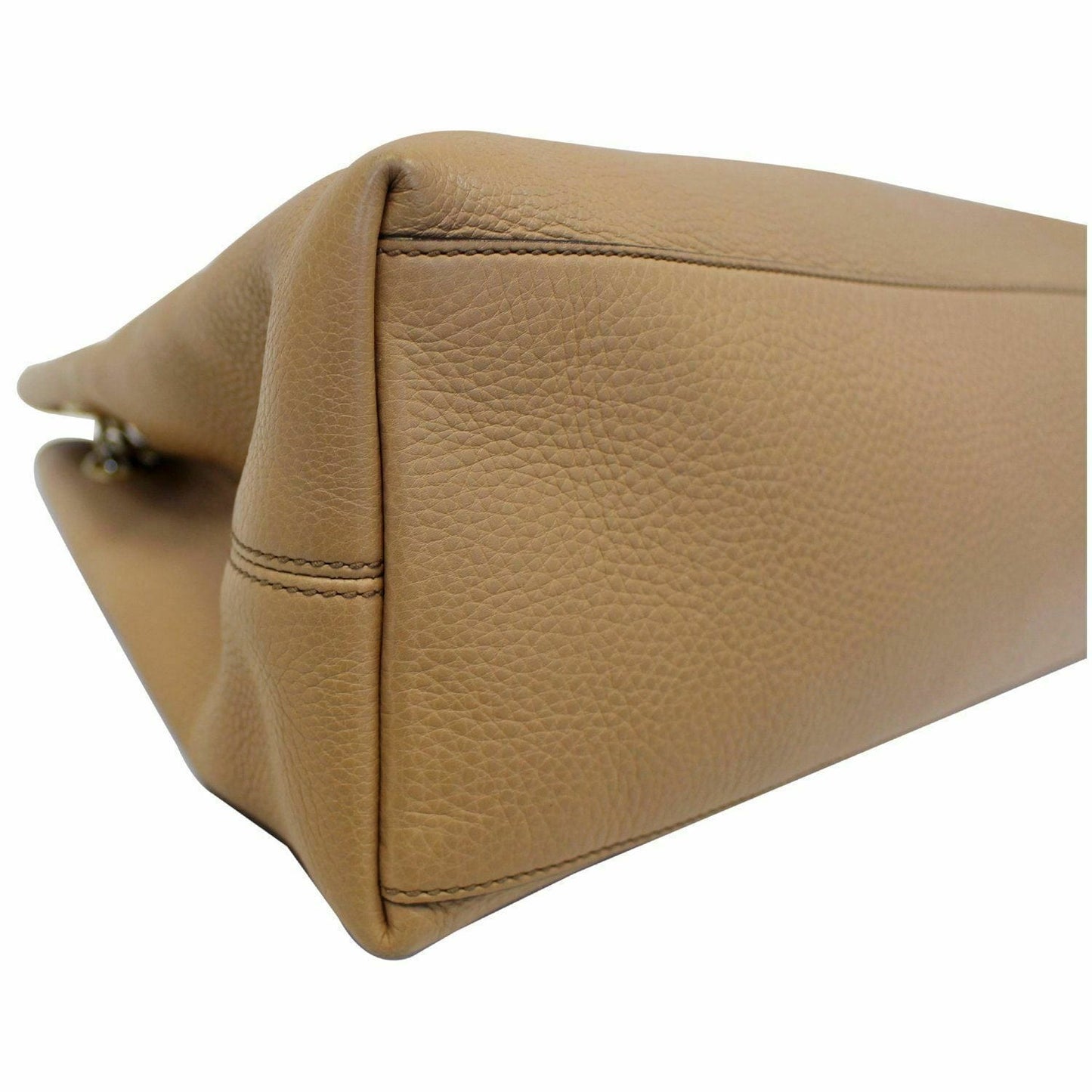 GUCCI Soho Pebbled Leather Chain Shoulder Bag 308982 Beige