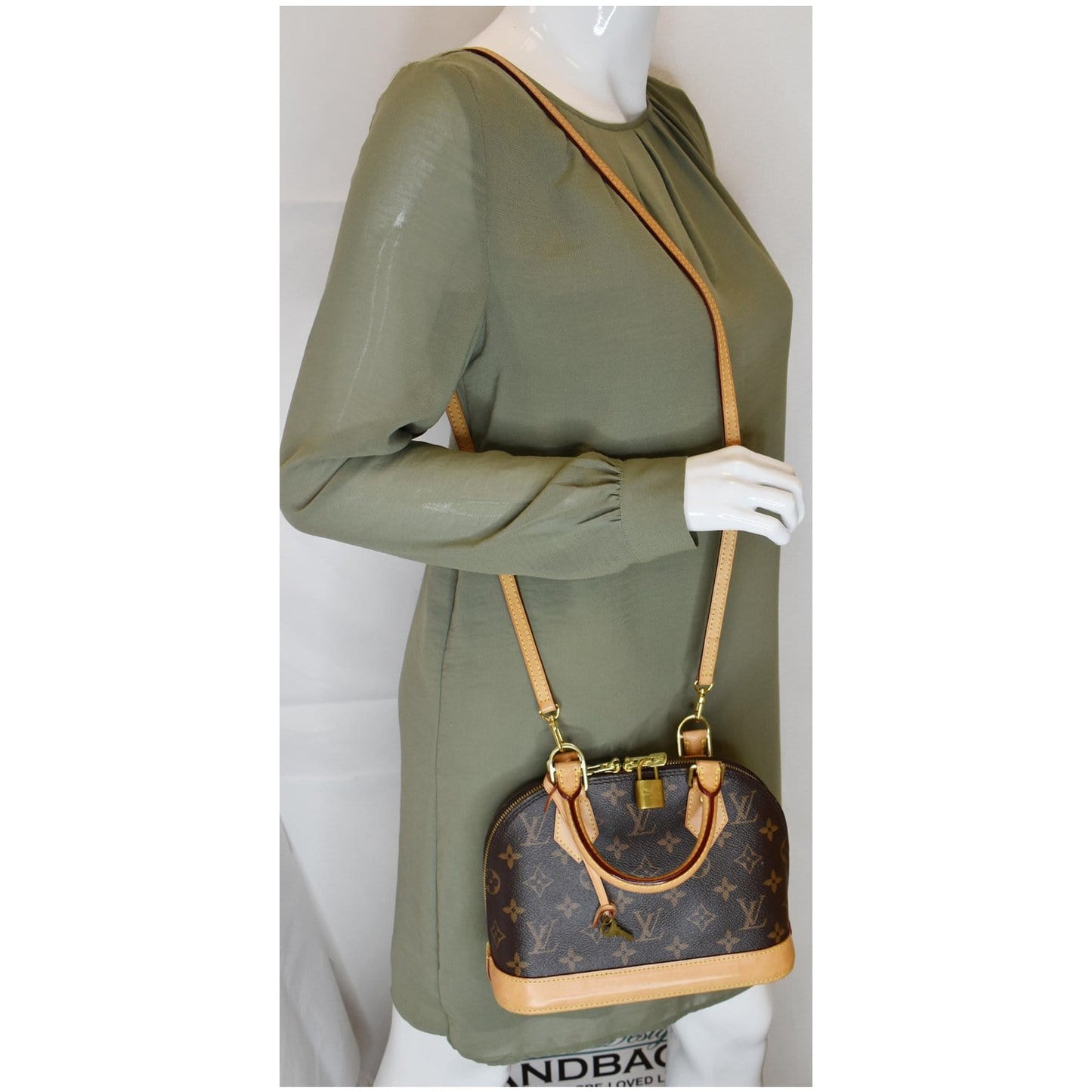 LOUIS VUITTON Alma BB Monogram Canvas Satchel Crossbody Bag Brown