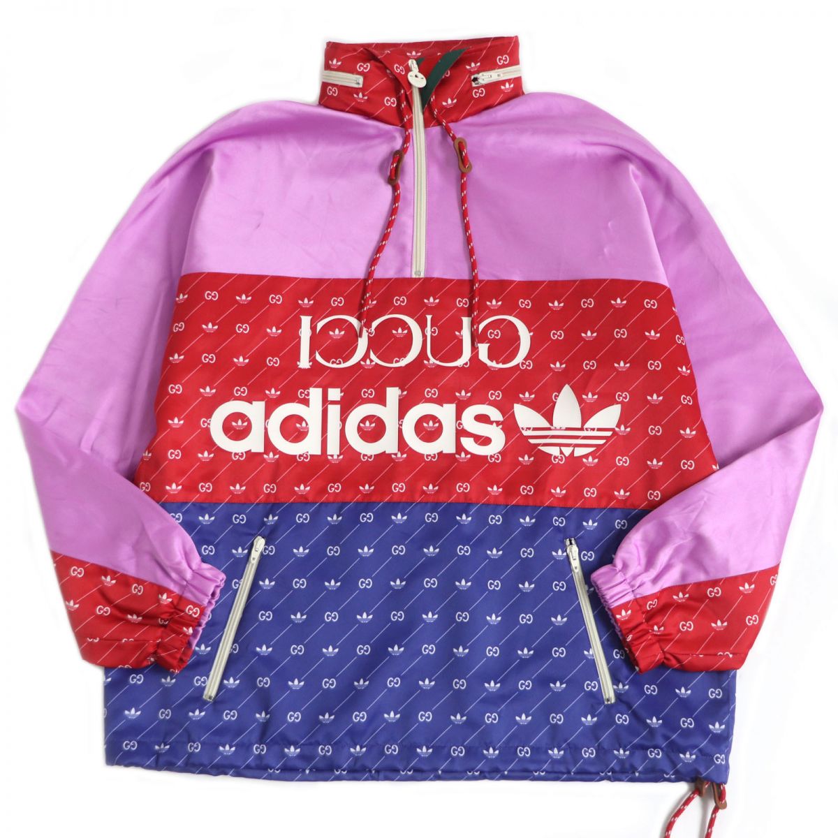 GUCCI Hoodie Main: 100% acetate, Main: 100% polyester, Main: 100% nylon, Part: leather, Part: 65% rayon multicolor Gucci x Adidas collaboration mens 46