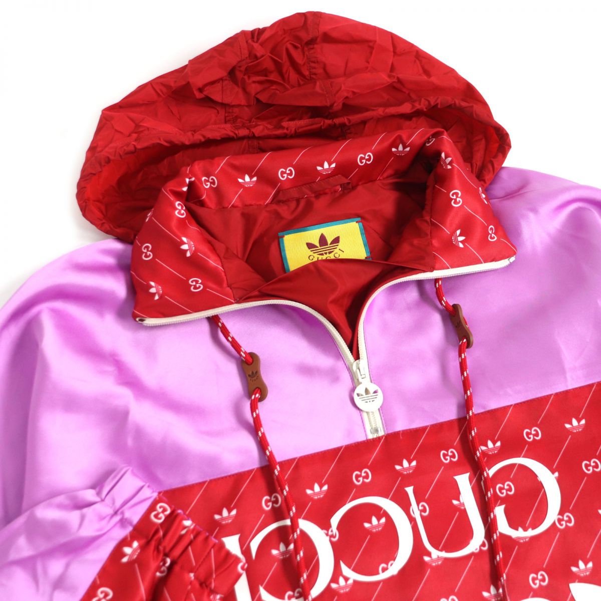 GUCCI Hoodie Main: 100% acetate, Main: 100% polyester, Main: 100% nylon, Part: leather, Part: 65% rayon multicolor Gucci x Adidas collaboration mens 46