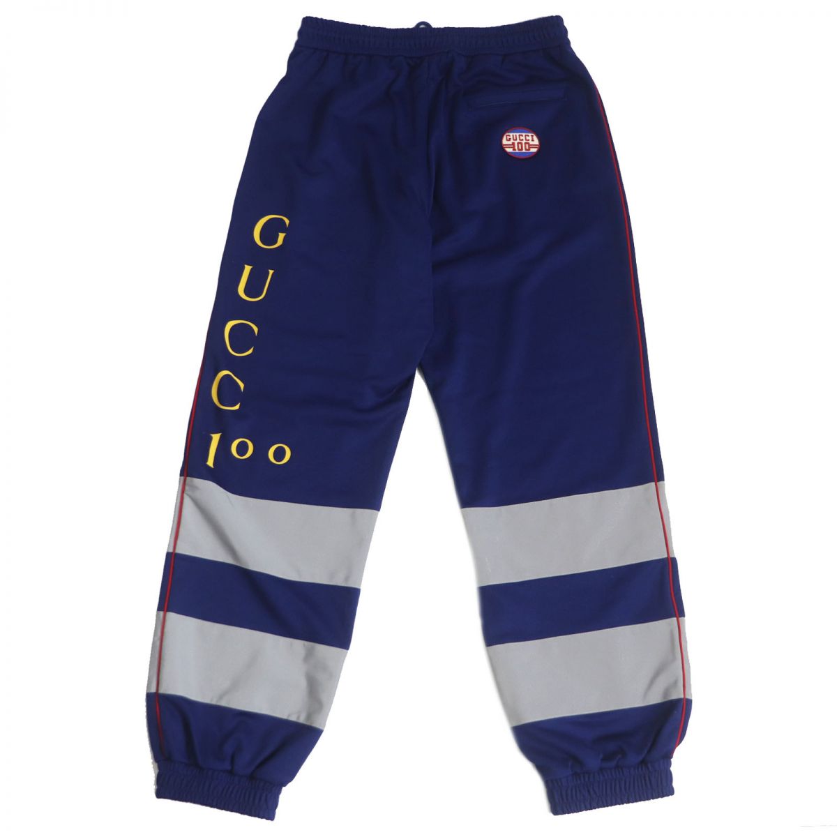 GUCCI Pants Main: 55% polyester, Main: 45% cotton, Part: 80% nylon, Part: 20% polyurethane, Part: 100% polyester blue mens M
