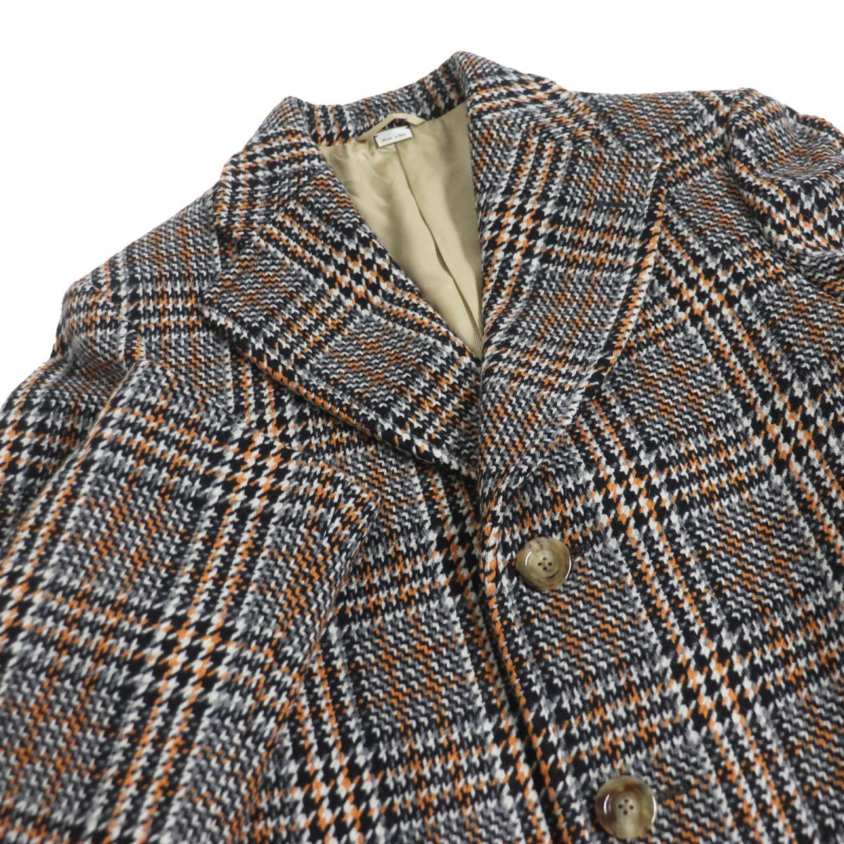 GUCCI Chester coat Outer: 82% wool, Outer: 18% nylon, Lining: 100% rayon, Sleeve lining: 100% cupra, Part: 68% rayon Gray typeMulticolor mens 44