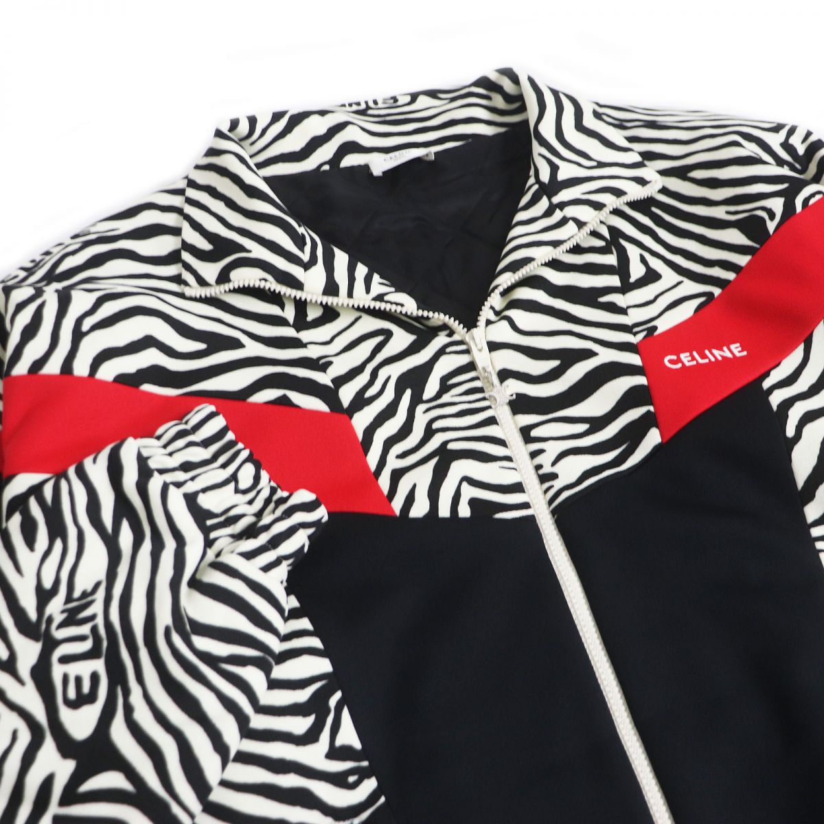 CELINE Blouson Outer: 100% polyester, Lining: 100% rayon, Filling: 100% polyester, Part: 100% rayon White x Black x Red mens L