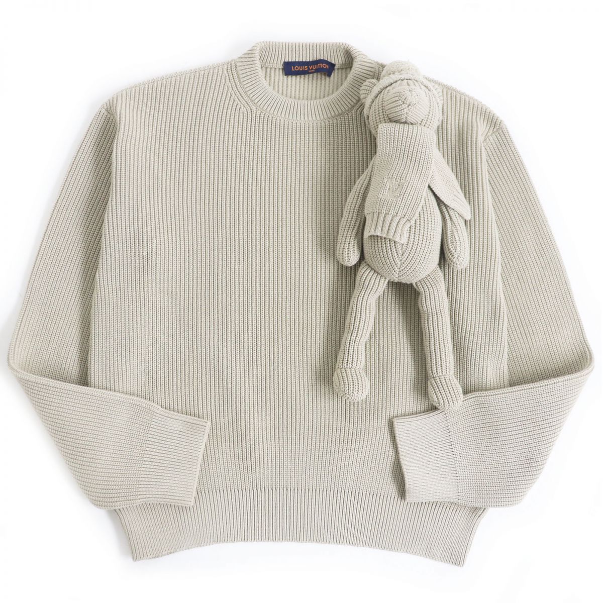 LOUIS VUITTON knit Main: 56% cotton, Main: 44% polyester, Filling: 100% polyester beige mens S