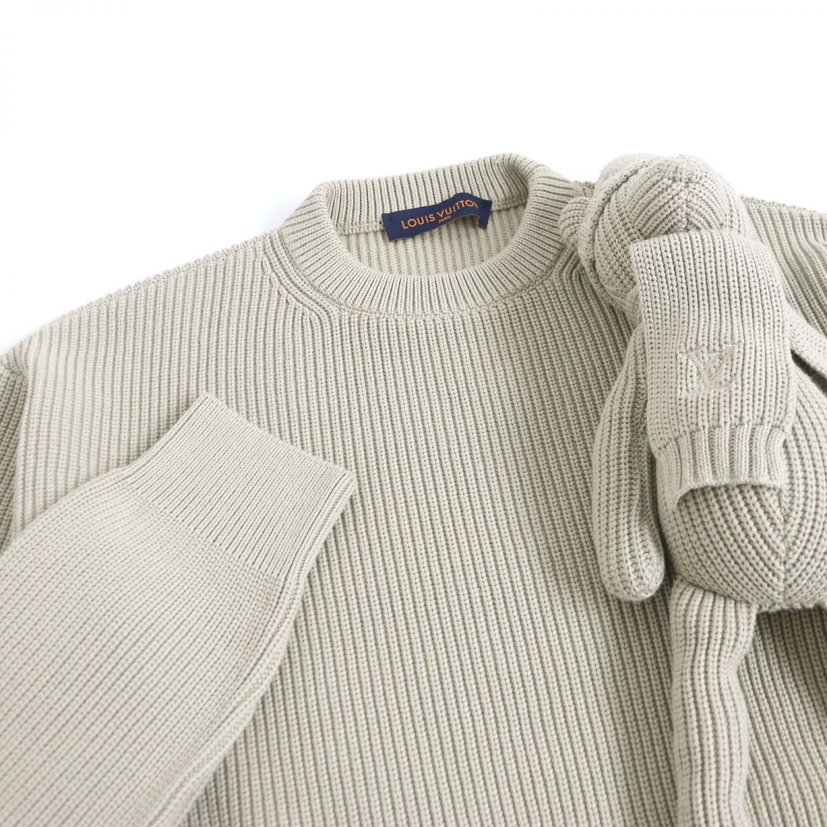 LOUIS VUITTON knit Main: 56% cotton, Main: 44% polyester, Filling: 100% polyester beige mens S