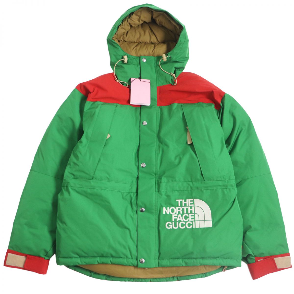 GUCCI Down jacket Outer: 100% polyester, Part: Polyurethane, Outer: 73% nylon, Outer: 27% cotton, Lining: 100% nylon Green x red mens M