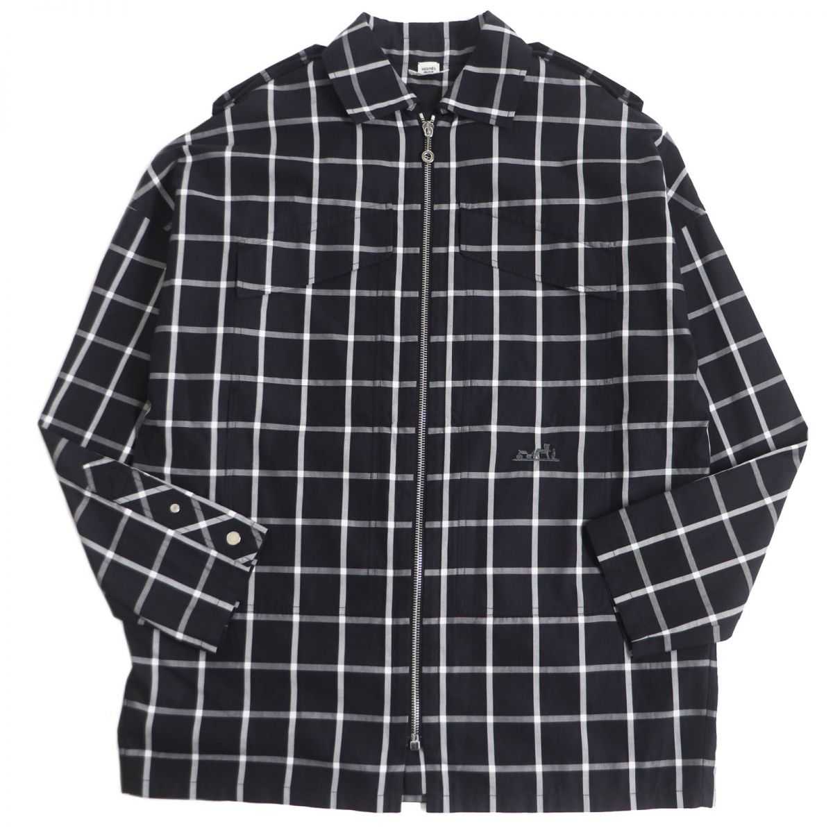 HERMES Blouson Main: 100% cotton, Part: 100% polyester black mens 36