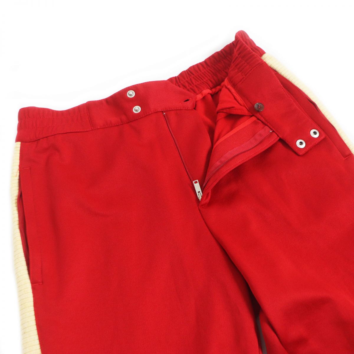 GUCCI Pants Outer: 55% polyester, Outer: 45% cotton, Part: 94% wool, Part: 5% nylon, Part: 1% polyurethane, Applique: 100% polyester Red mens M