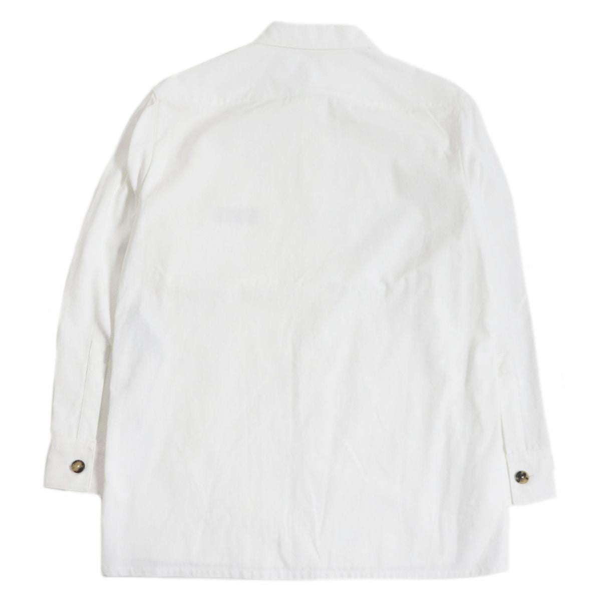 HERMES Long sleeve shirt Main: 54% rayon, Main: 46% cotton, Leather part: cowhide, Part: 100% cotton white mens 46
