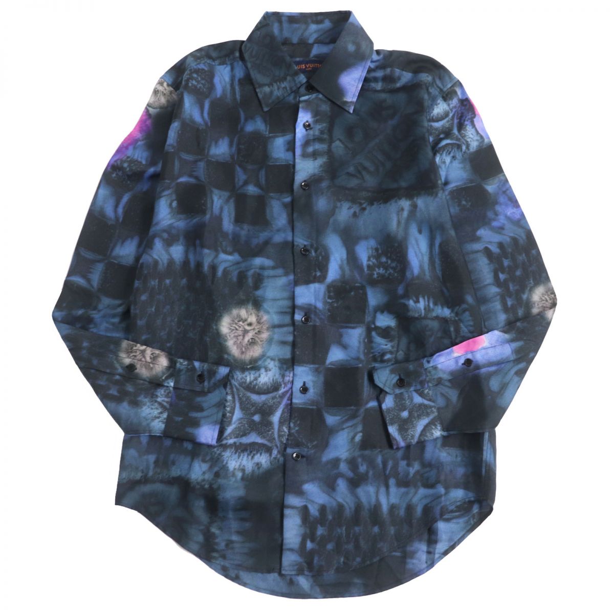 LOUIS VUITTON Long sleeve shirt Main: 100% silk Navy type mens S