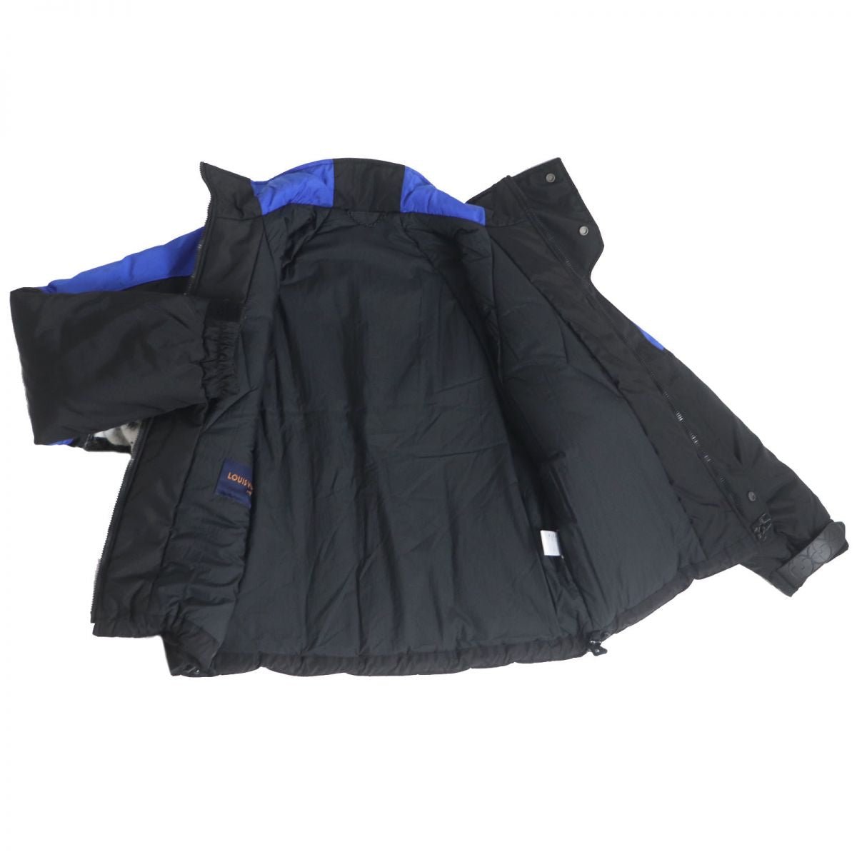 LOUIS VUITTON Blouson Outer: 100% nylon, Filling: 100% nylon, Lining: 51% cotton, Lining: 49% nylon Black x blue mens 48