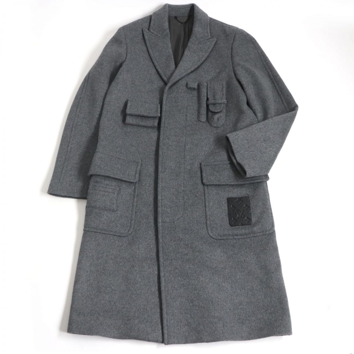 LOUIS VUITTON coat Outer: 100% wool, Lining: 79% cupra, Lining: 21% cotton, Part: 50% wool, Part: 50% rayon gray mens 46