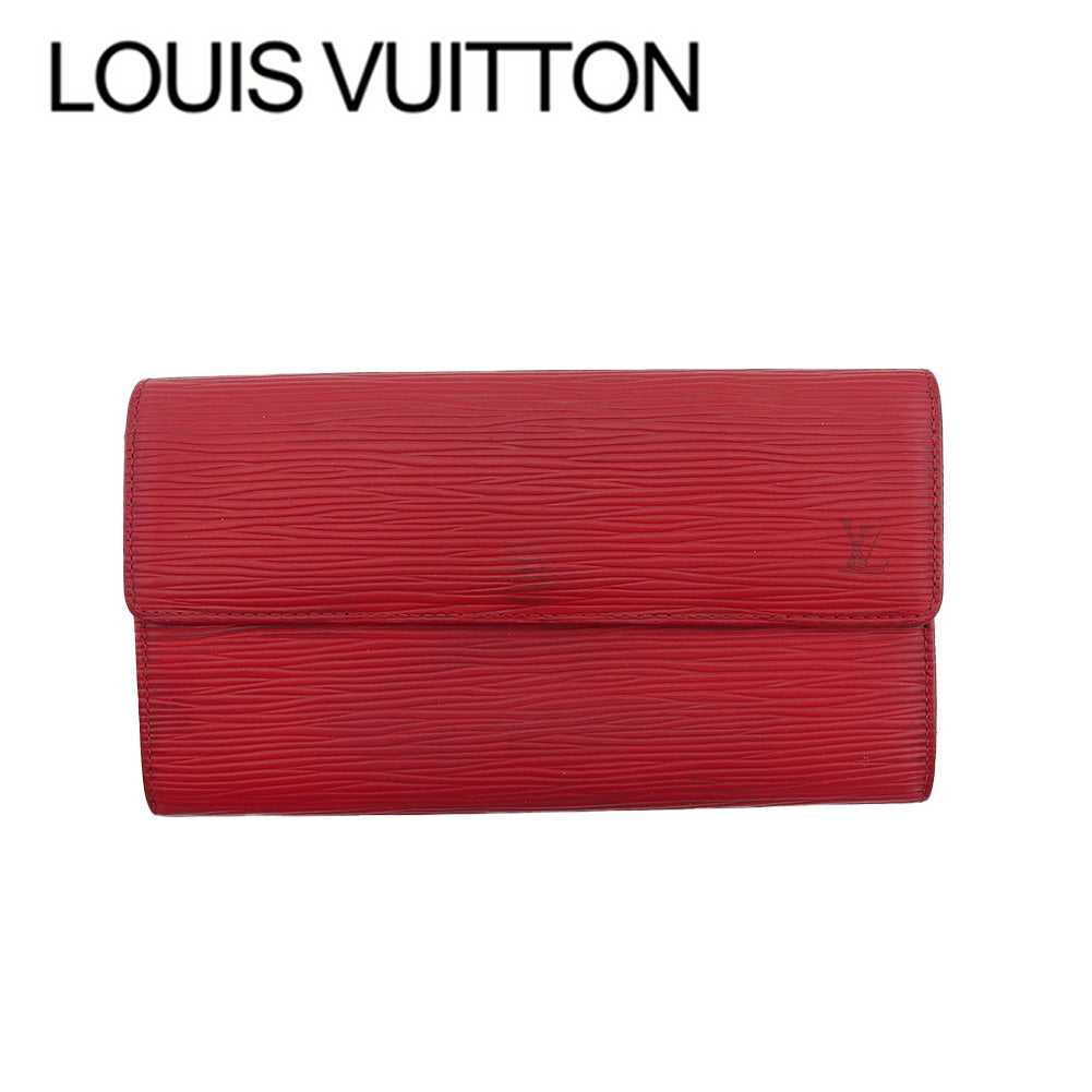 LOUIS VUITTON Long Wallet Purse M63577 Red Pochette Porto MonÃÂ©credi