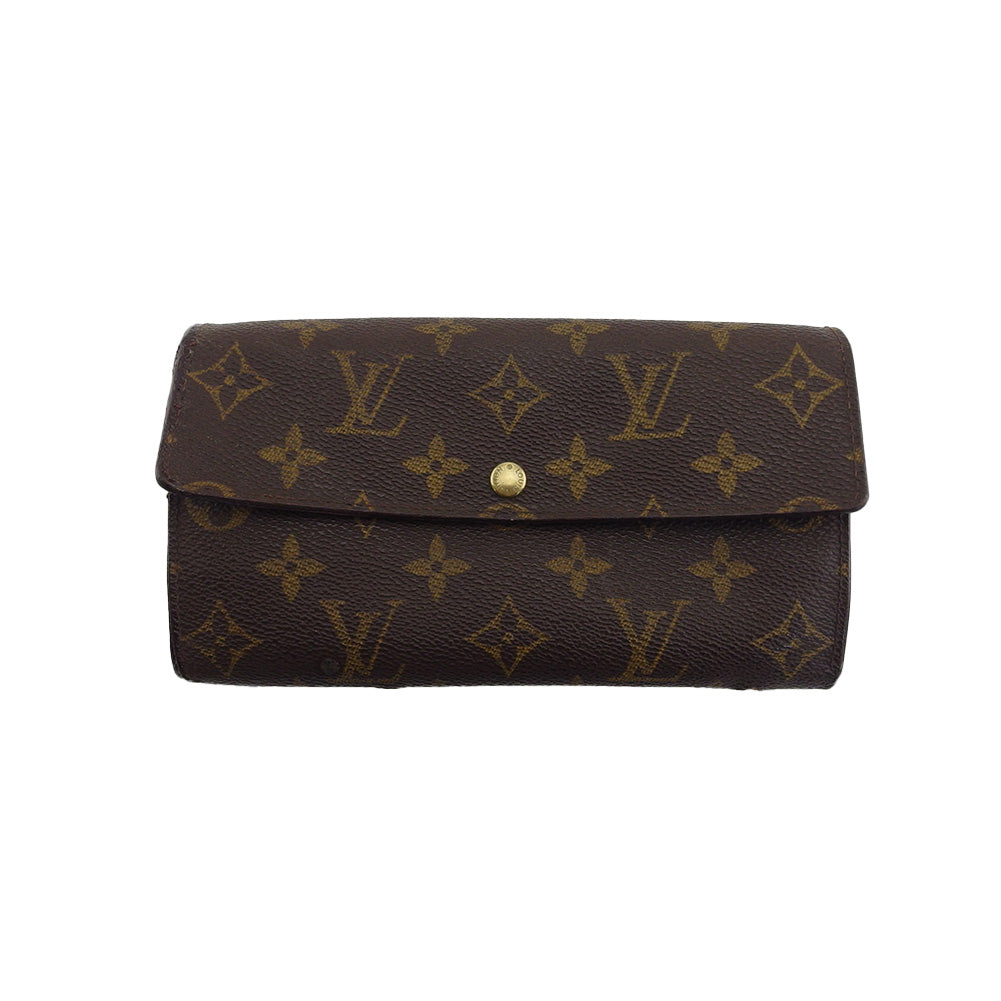LOUIS VUITTON Long Wallet Purse Brown x beige Pochette Porto MonÃÂ©credi