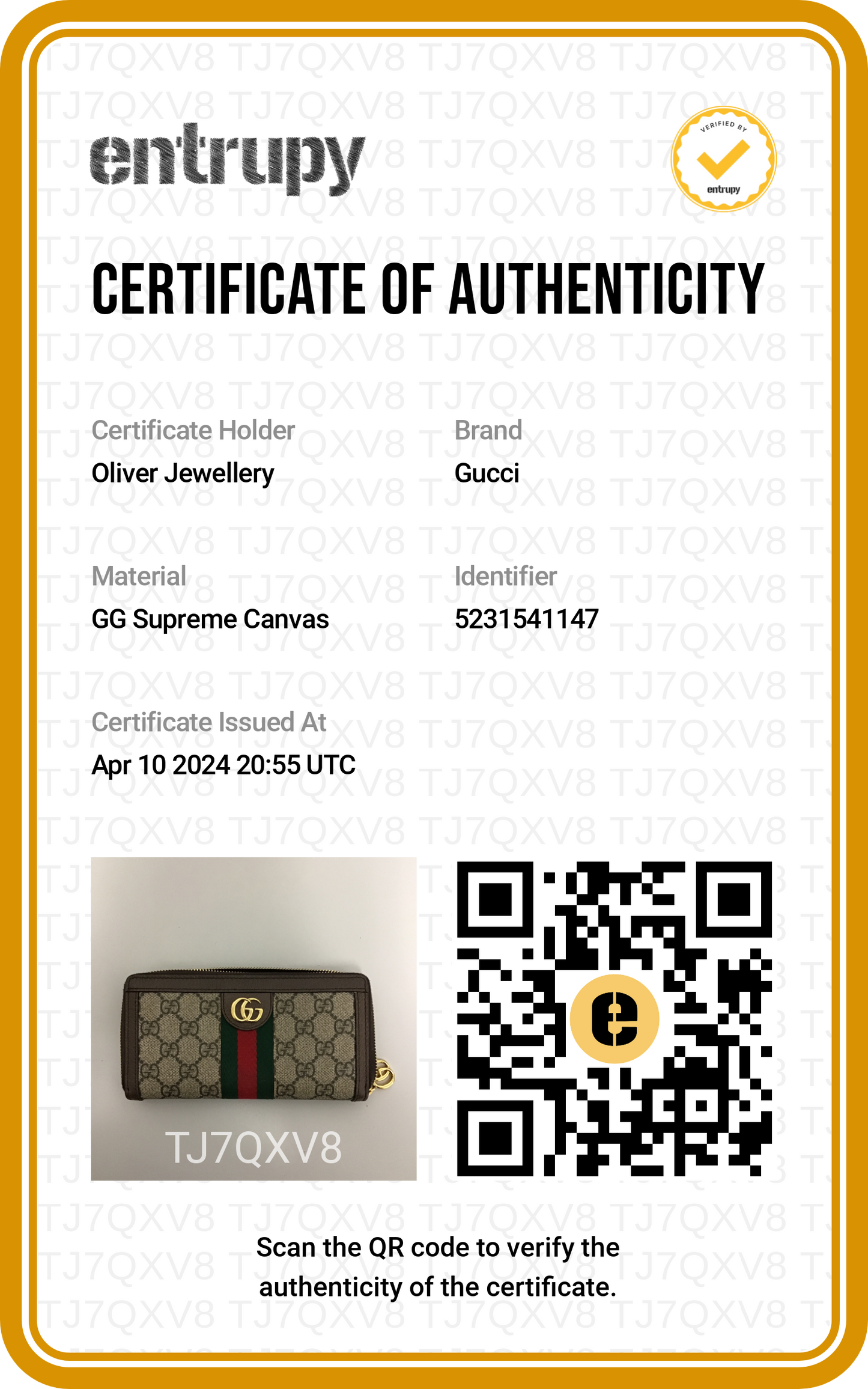 Gucci GG Supreme Web Ophidia GG Zip Around wallet