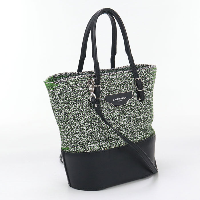 BALENCIAGA 410790 Handbag zig zucker bag 2WAY handbag leather, tweed green Women