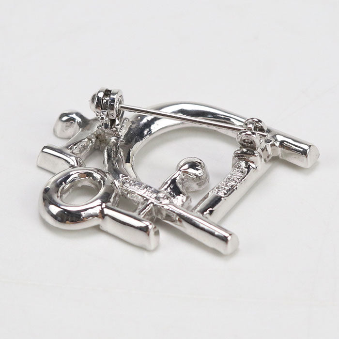 Dior Brooch logo Other accessories metal,Rhinestone Silver Women
