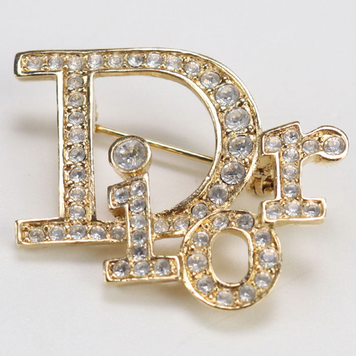 Dior Brooch logo Other accessories Gold Plated,Rhinestone gold Women