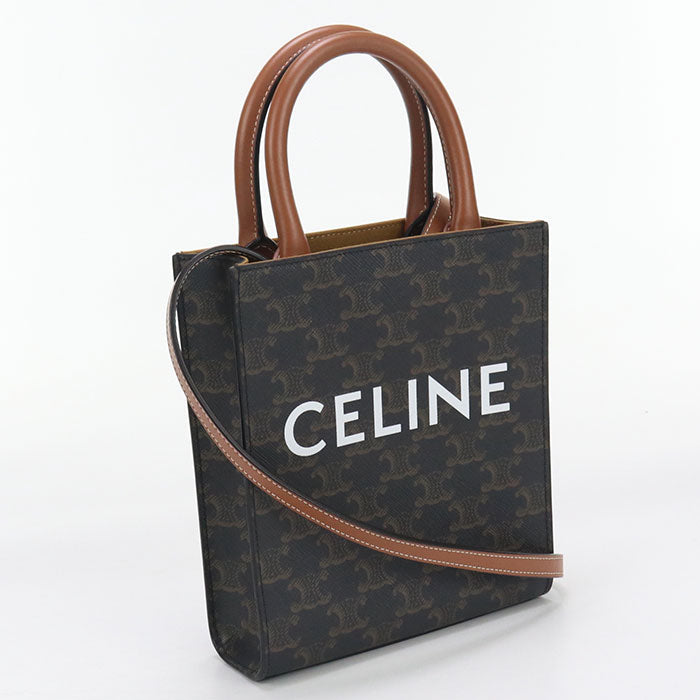 CELINE 194372BZK.04LU Handbag Mini vertical hippopotamus Triomphe 2Way Handbag Triomphe canvas,leather Brown Women