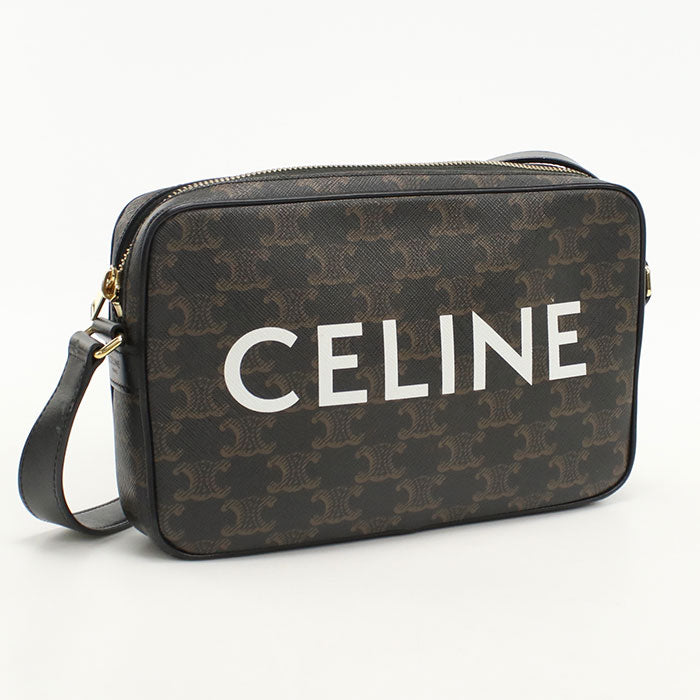 CELINE  Medium messenger Triomphe canvas Diagonal shoulder bag PVC black Women