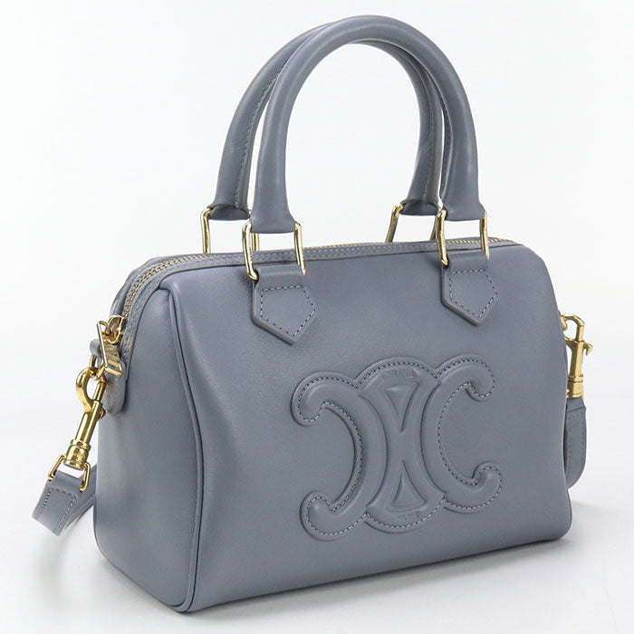 CELINE Small Boston Handbag Calfskin blue Women