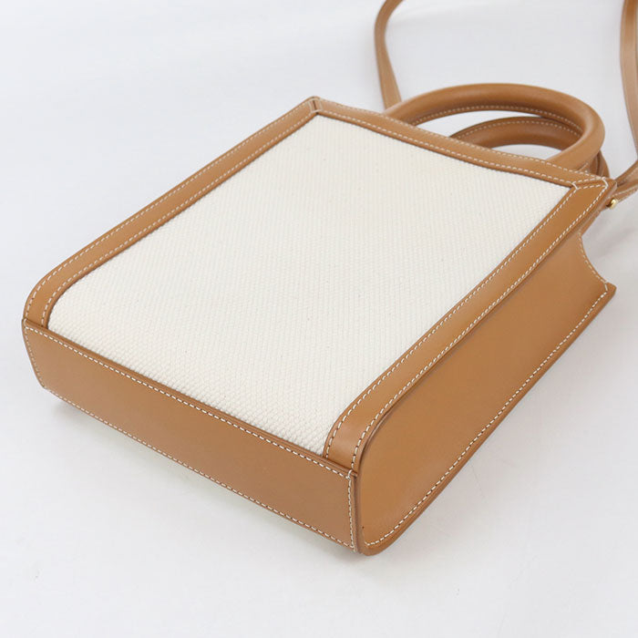 CELINE 193302BNZ.02NT vertical hippopotamus Handbag canvas/Calfskin white Women